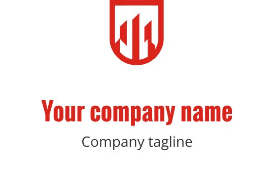 Moderne rødt logo design med en stilisert bygning silhuett