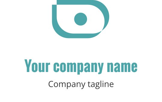 Teal logo med en stilisert kamera med elegante linjer