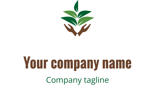 Moderne logo design med hender som pleier grønne blader