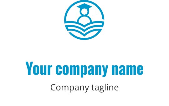 Moderne logo design med en graduate-silhuett over en åpen bok