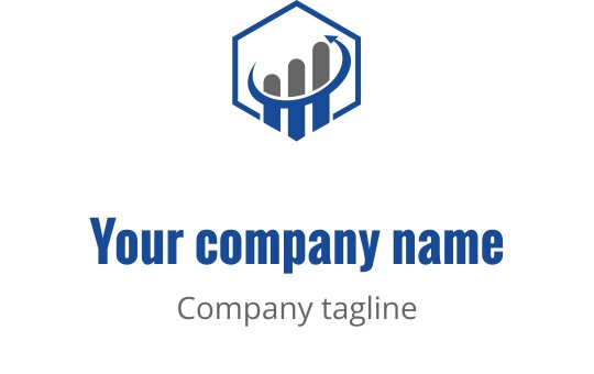 Moderne logo design med en blågrønn og grå søylediagram med oppadgående trend