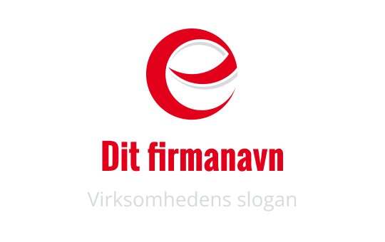 Moderne rød og svart logo med en stilisert bokstav "e