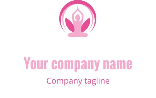 Elegant rosa logo med en mediterende figur med lotusblader