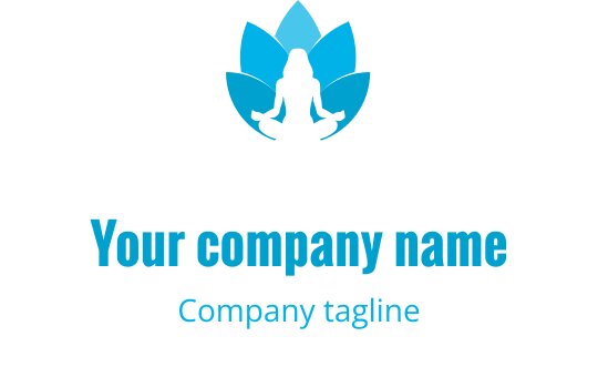 Rolig lotusblomst logo design med en mediterende figur i blått