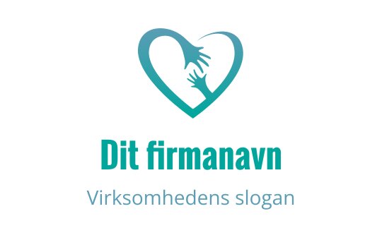 Hjerteformet logo med to hender i teal nyanser