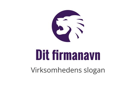 Moderne logo design av en modig løve i lilla med sirkulær bakgrunn