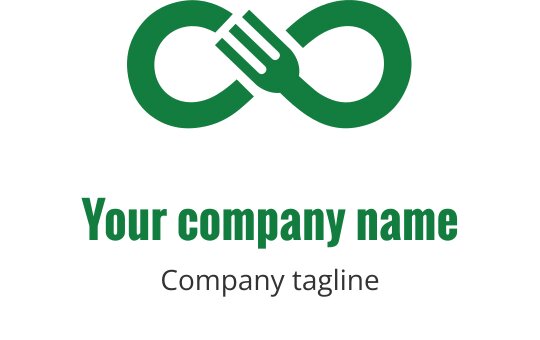 Moderne grønn logo med sammenflettede gafler i en uendelig form