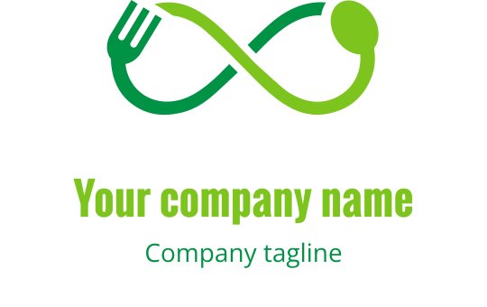 Moderne logo design med sammenflettede grønne og limegule gaffler i en uendelig form