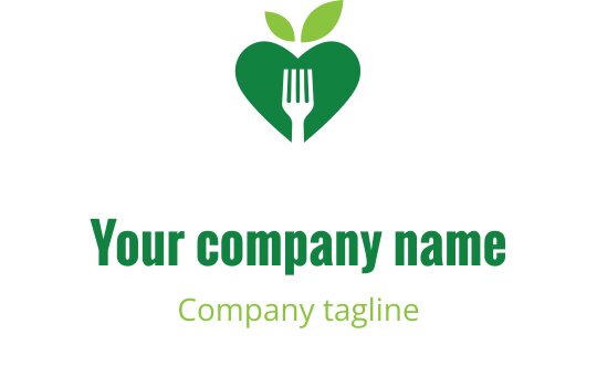 Frisk grønn logo med et stilisert blad og gaffel