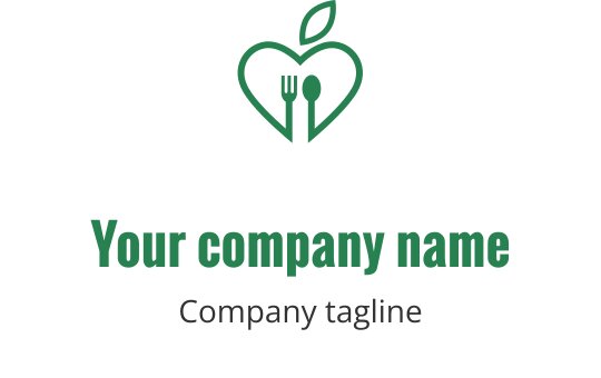 Frisk grønn logo med et stilisert blad og gaffel