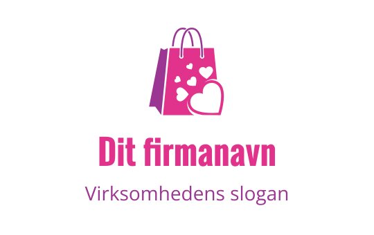 Lekent logo design av handlepose med hjerter i rosa og lilla