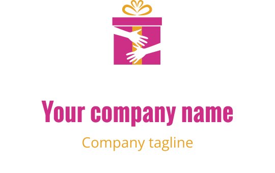 Elegant rød og gull logo design med en stilisert gaveeske