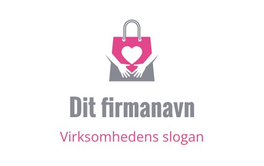 Kreativ logo med en rosa handlepose, hender og et hjerte