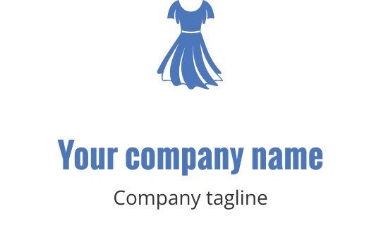 Stilig blå kjole logo design med flytende stoffdetaljer