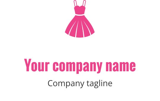 Stilig logo design med en leken silhuett av en rosa kjole
