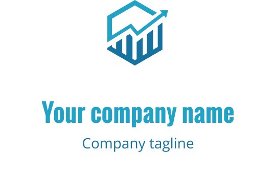 Logo design i teal og cyan med en stilisert oppoverpilt