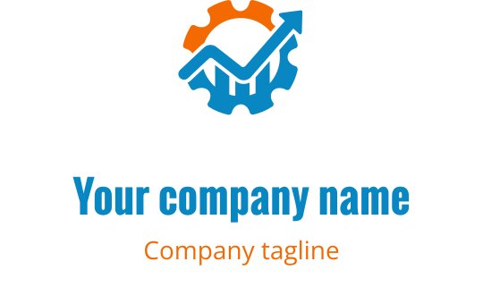 Moderne logo design med sammenflettede oransje og blå tannhjul
