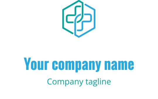 Moderne sekskantet logo design med en stilisert medisinsk kors i teal