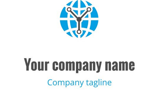 Moderne logo design med en globe og sammenkoblede linjer i blått og grått