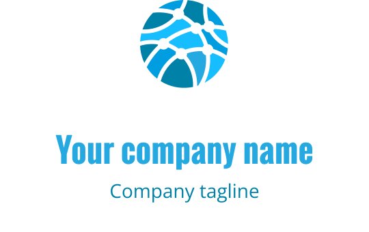 Moderne blå globus logo design med sammenkoblede linjer