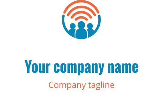 Moderne logo design med tre figurer og lydbølger over