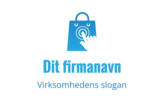 Moderne blå handlepose logo design med hånd og knapp element