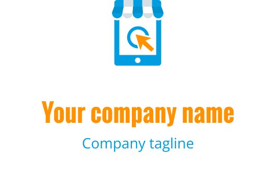 Moderne logo design med en handlekurv og smarttelefon med en pil