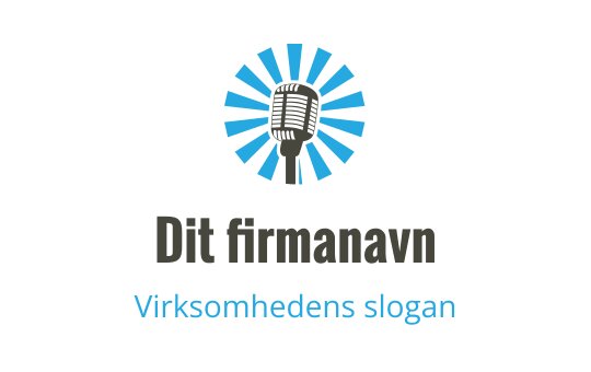 Moderne mikrofonlogo med blå stråler som stråler utover