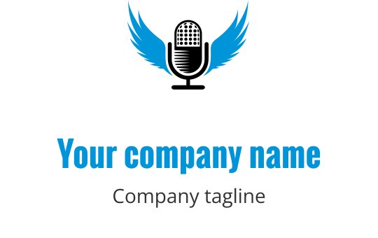 Moderne blå logo med et stilisert radiobølge-motiv