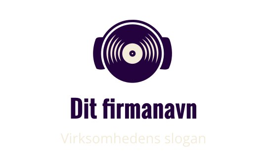 Moderne logo design med hodetelefoner og en vinylplate i lilla
