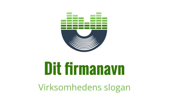 Moderne logo design med vinylplate og lydbølgeelementer i grønt og blått