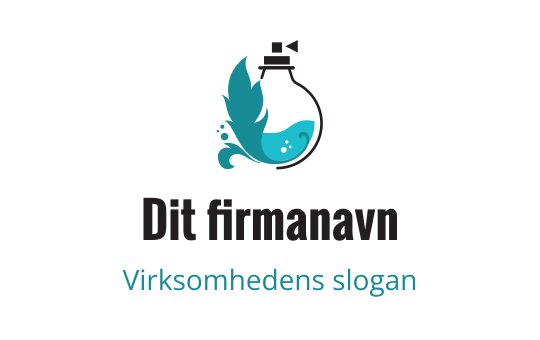 Kreativ logo design med en fisk og fjær i teal og svart