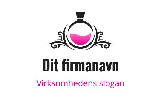 Elegant logo design med en dekorativ trylledrikkflaske med rosa væske