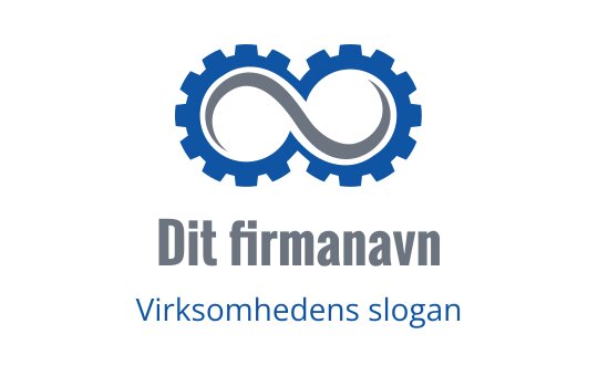 Moderne blå tannhjul logo design med et uendelighetssymbol i midten