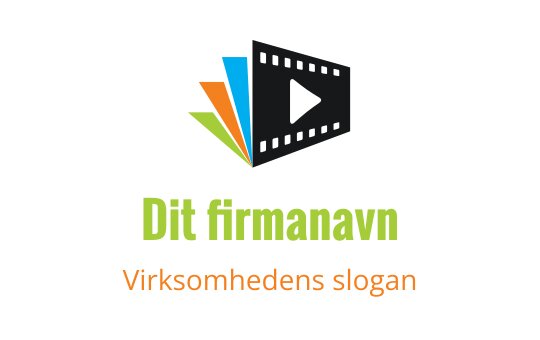 Dynamisk logo design med en filmstripe og fargerike trekantede elementer