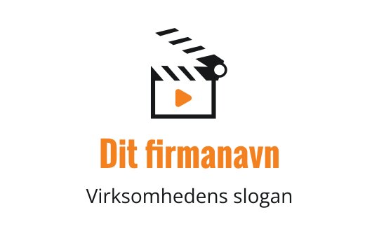 Kreativ logo design med filmklapper og oransje spilleknapp