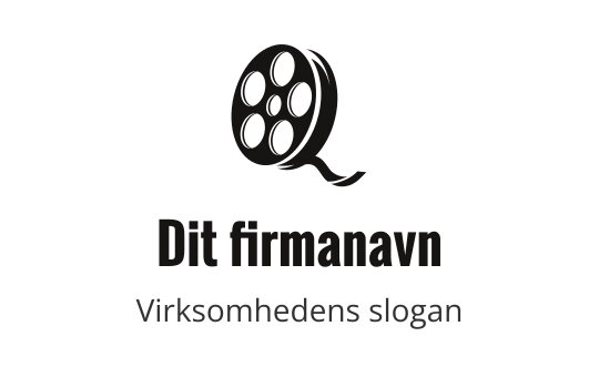 Filmrull logo design med en stilisert bokstav Q i svart