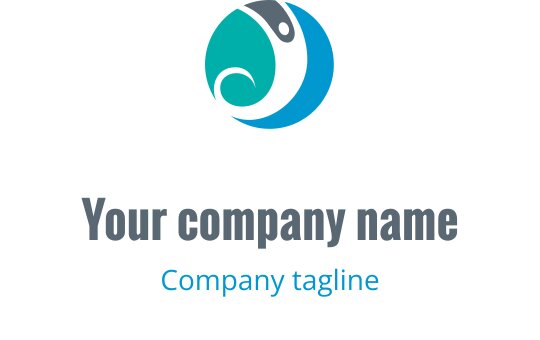Moderne logo design med en stilisert figur i cyan og teal
