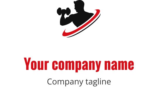 Dynamisk logo design med en vektløfter silhuett og fet typografi