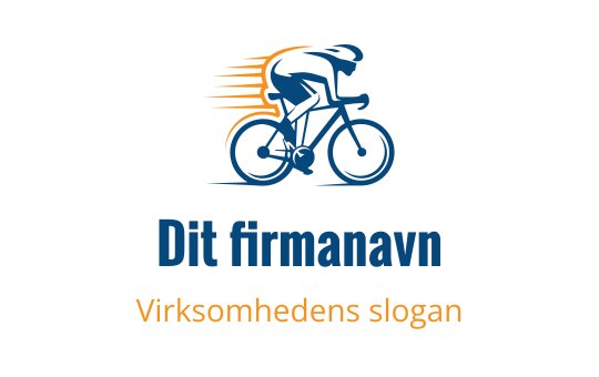 Dynamisk logo design av syklist med bevegelseslinjer i blått og oransje