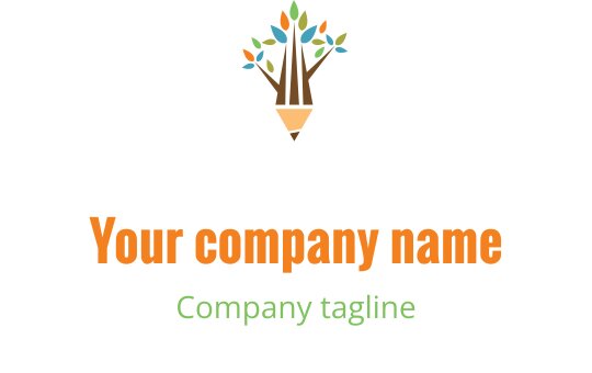 Kreativ logo design med en blyant og et tre med fargerike blader