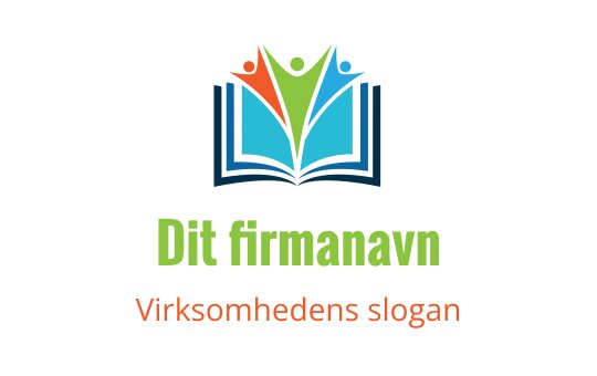Fargerik logo med en åpen bok og abstrakte figurer