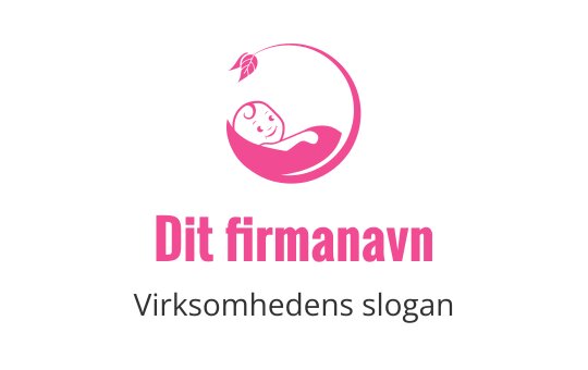 Lekent rosa logo design med en baby i en halvmåneform