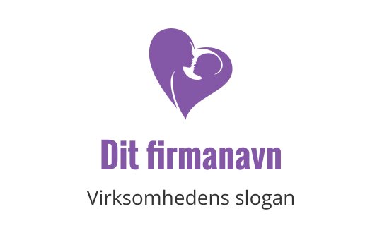 Hjerteformet logo med en mor og barn i lilla