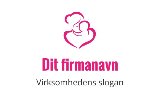 Hjerteformet logo med en mor og barn i rosa