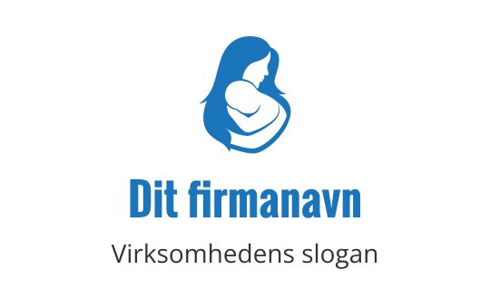 Elegant logo med silhuett av mor og barn i blått