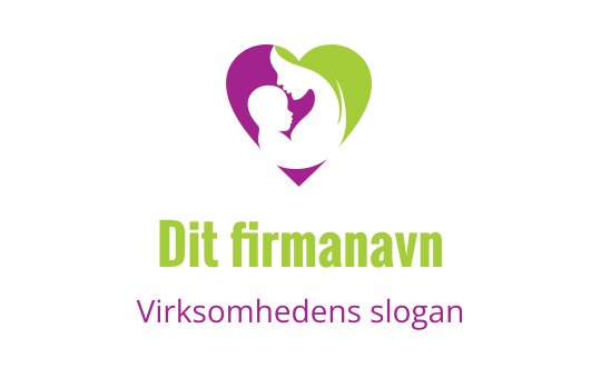 Hjerteformet logo med silhuett av forelder og barn i sterke farger