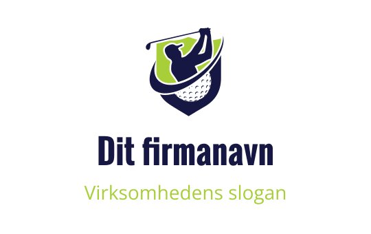 Dynamisk golf logo design med en golfer i aksjon innenfor en skjoldform