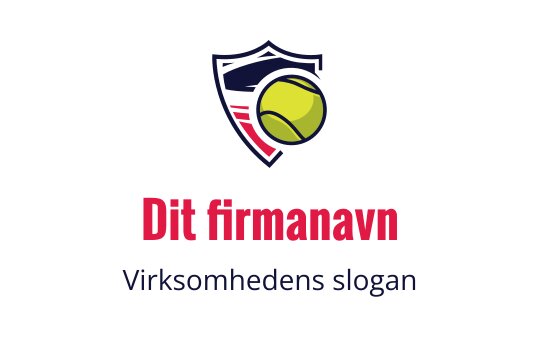 Skjoldlogo med en tennisball og røde detaljer