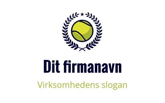 Moderne tennis logo med en gul ball og laurbærkrans